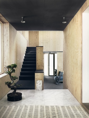 Wood walls and a black ceiling - COCO LAPINE DESIGNCOCO LAPINE DESIGN