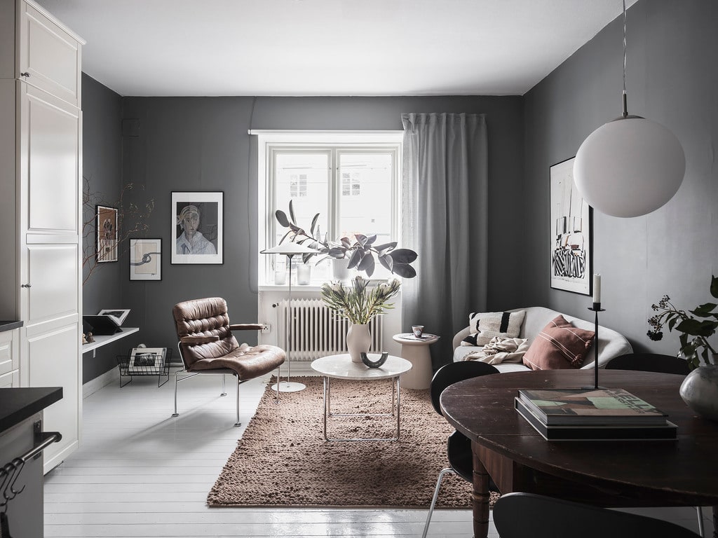 Small Apartment With Dark Grey Walls