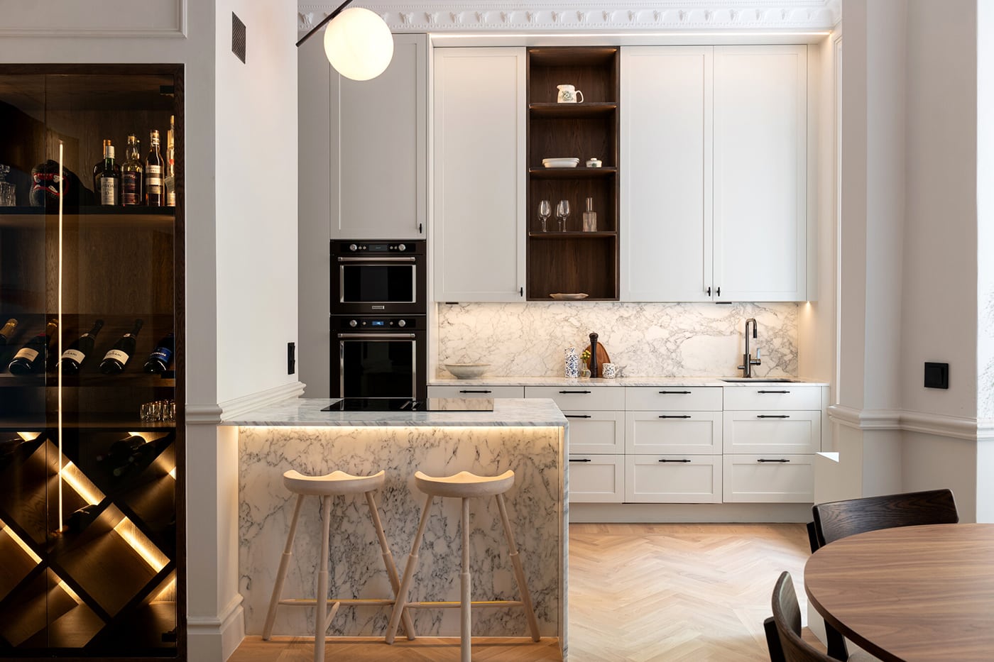 Picture of A luxurious historic apartment renovation with an impressive marble ...