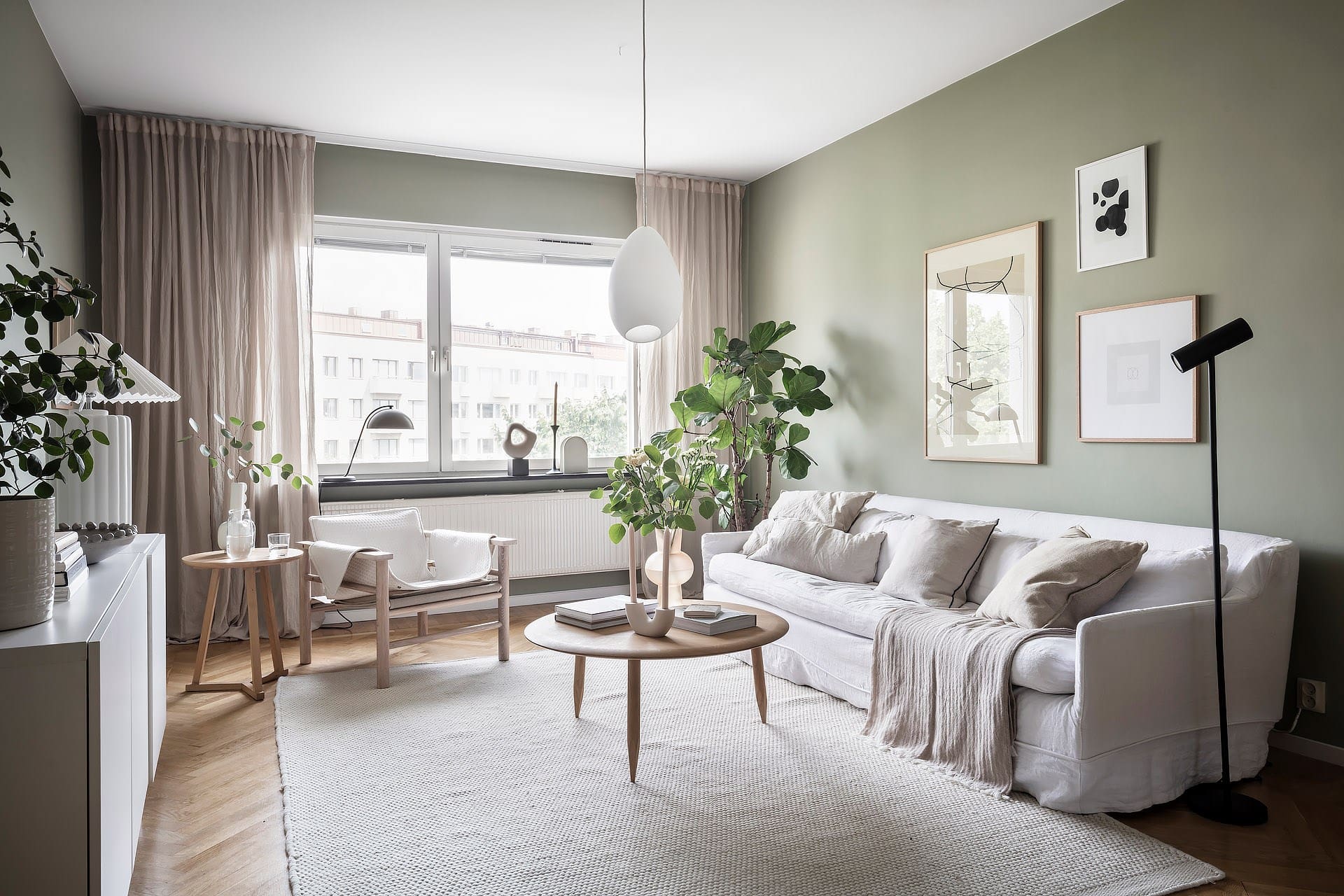 Minimalist Living Room With Sage Green