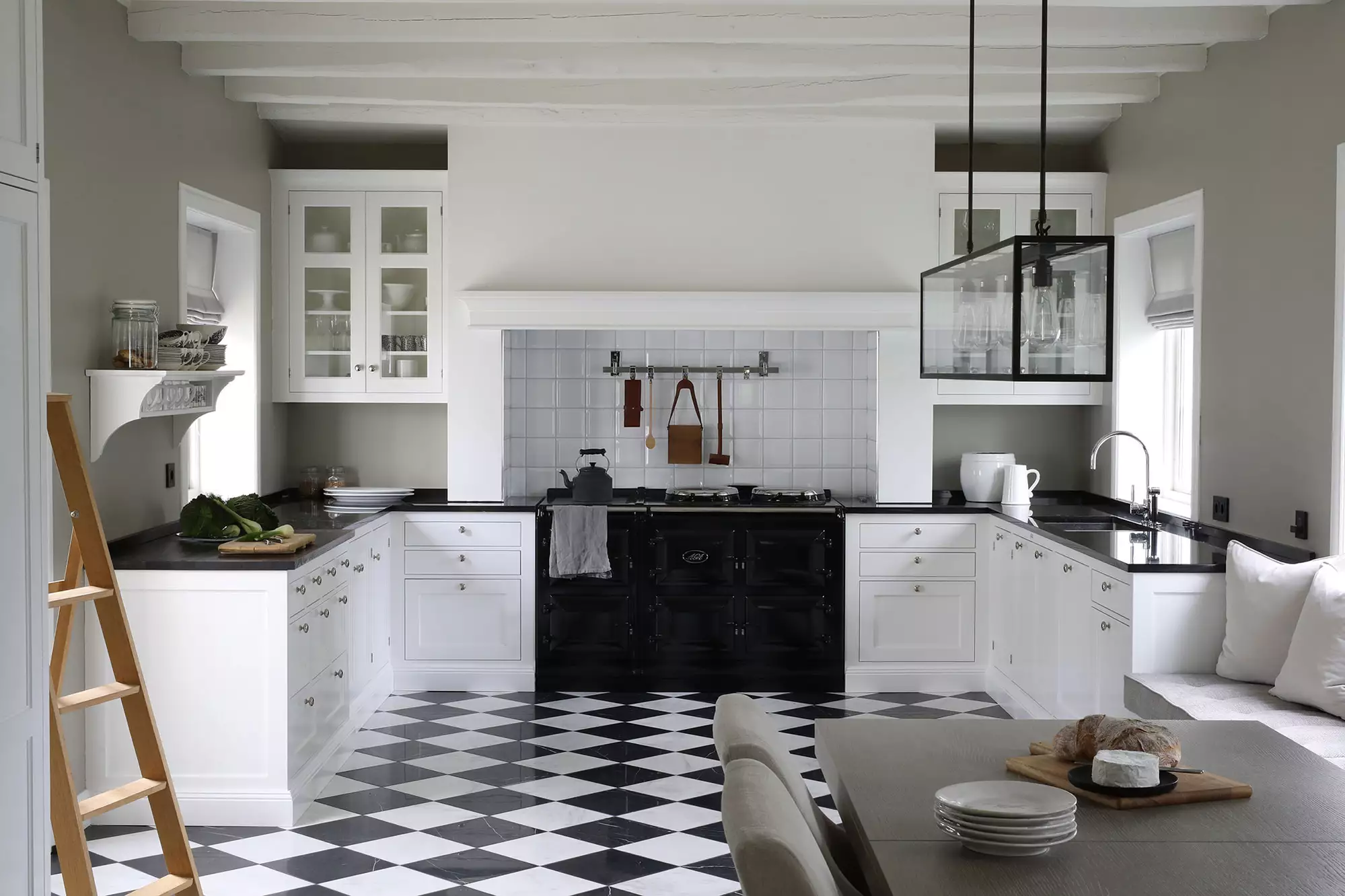 kitchen design white cabinets black appliances